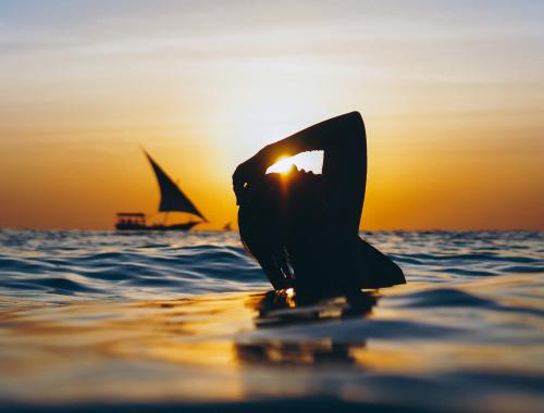 An incentive travel in the Indian ocean in the sunset hours
